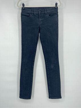 Tory Burch Ivy Super Skinny Jeans Womens Size 26 Washed Black Stretch Denim Logo